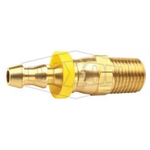 Dixon Hose Barb Fitting, 1/8-27 x 1/4 Nominal, MNPTF Swivel x Push-On Hose Barb End Style, Brass, Domestic 2710402C - main